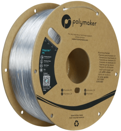 polymaker polylite pc Filamento per stampa 3D in policarbonato di qualità colore trasparente neutro