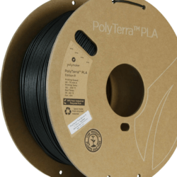 polymaker polyterra pla edition r Filamento per stampa 3D contenente il 30% di PLA riciclato. Filamento con finitura superficiale nera opaca.